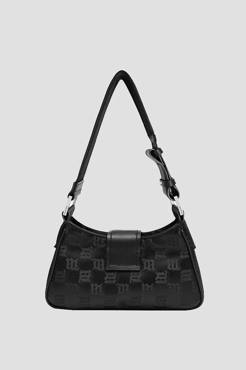 mặt sau MISBHV BLACK NYLON MONOGRAM SHOULDER BAG SMALL 3022A413