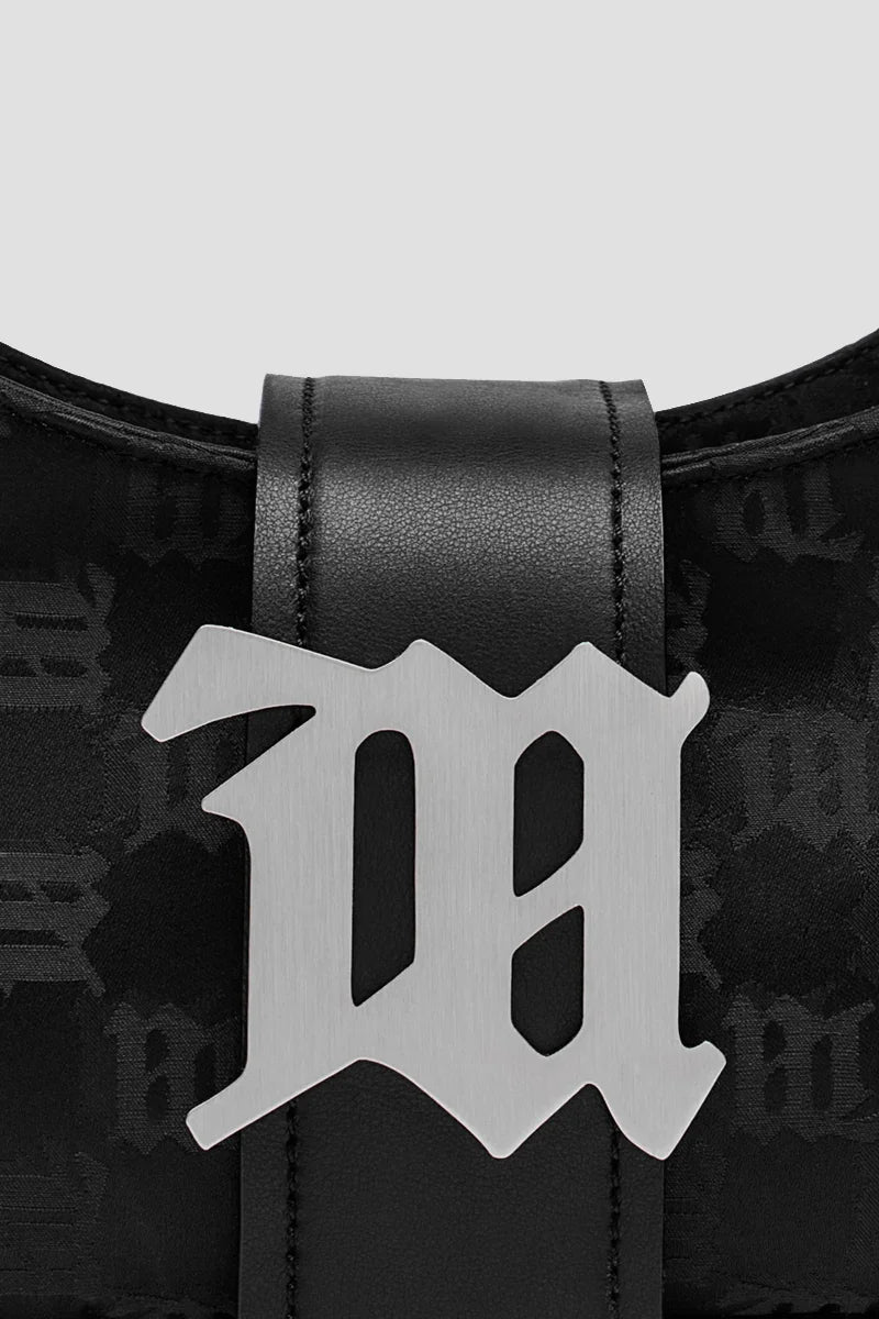 chi tiết MISBHV BLACK NYLON MONOGRAM SHOULDER BAG SMALL 3022A413