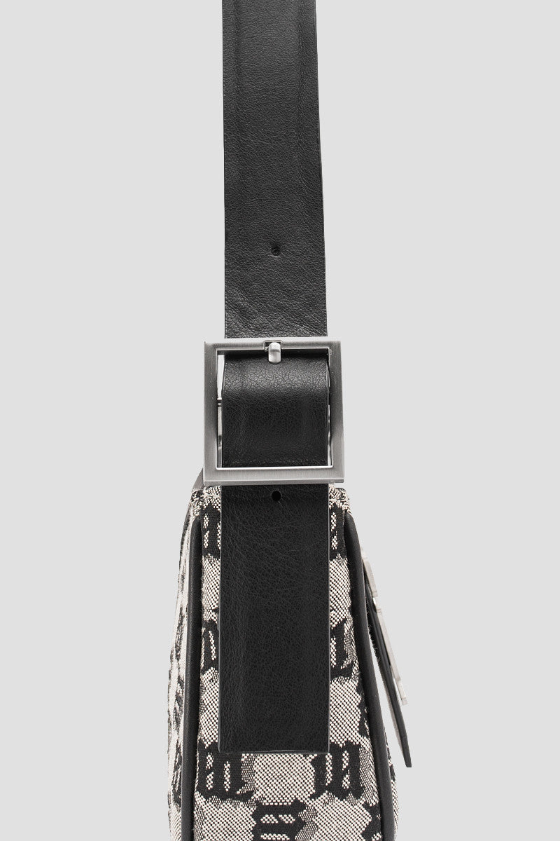 dây túi MISBHV GREY JACQUARD MONOGRAM SHOULDER BAG MINI 122A402