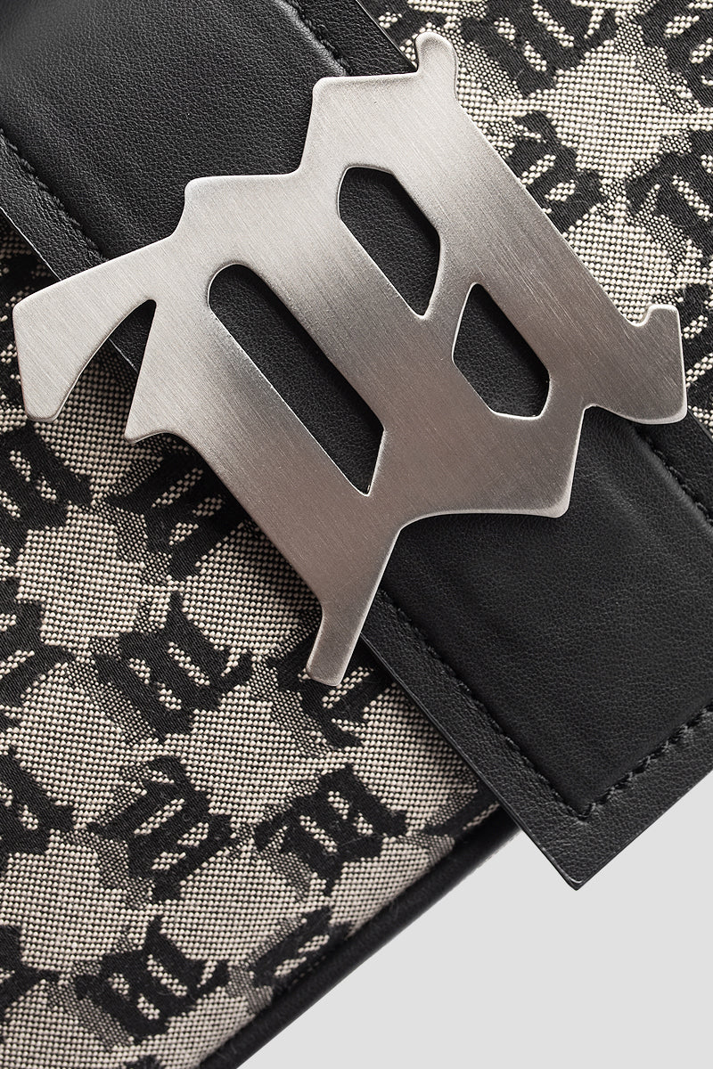 chi tiết MISBHV GREY JACQUARD MONOGRAM SHOULDER BAG SMALL 241A413