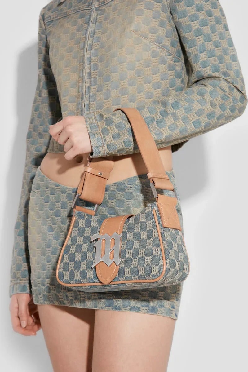mẫu mang túi Misbhv Monogram Blue Denim Washed Small Shoulder Bag 240A453D