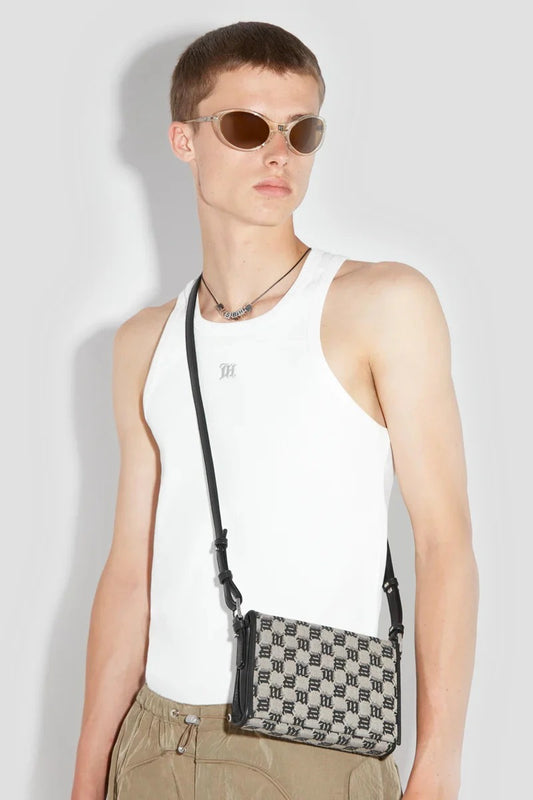 wearing Misbhv Multicolour Jacquard Monogram Phone Pouch 3121A408