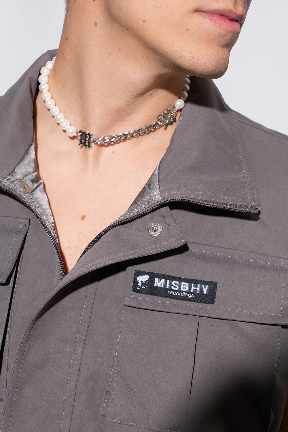 nam mang vòng cổ MISBHV SILVER M PEARL AND CURB LINK CHOKER 4021A042