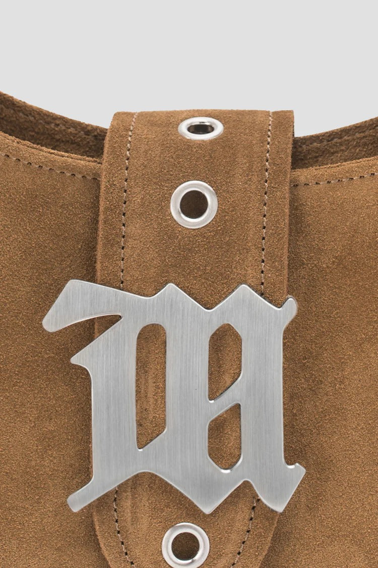 chi tiết túi MISBHV TABACCO SUEDE SHOULDER BAG SMALL 122A408