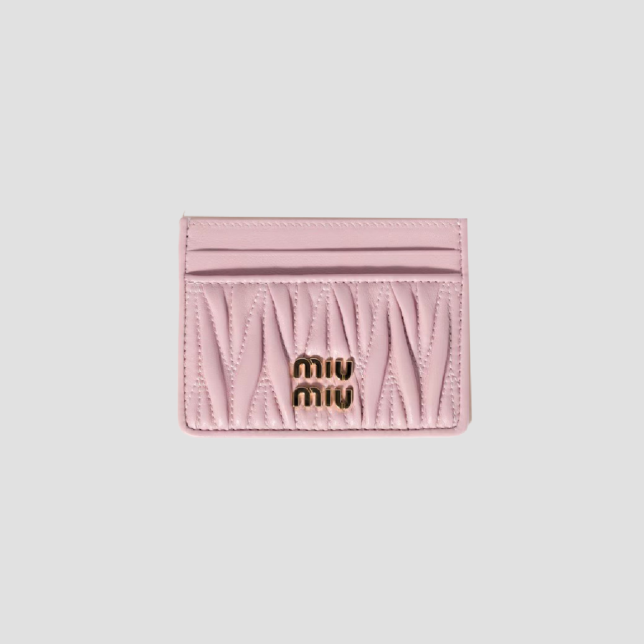 Miu Miu Alabaster Pink Matelassé Nappa Leather Card Holder 5MC076_AFPP_F0E18