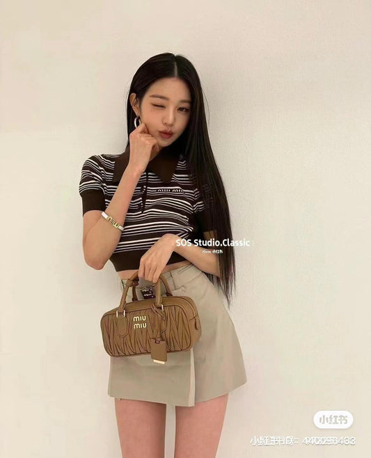 wearing Miu Miu Arcadie Matelassé Regular Nappa Caramel 5BB142_AN88_F098L_V_OON