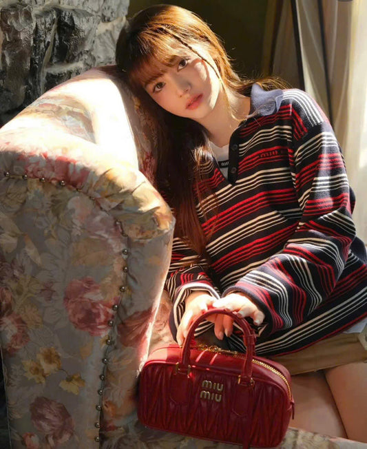 wearing Miu Miu Arcadie Matelassé Regular Nappa Red 5BB142_AN88_F0011_V_OON