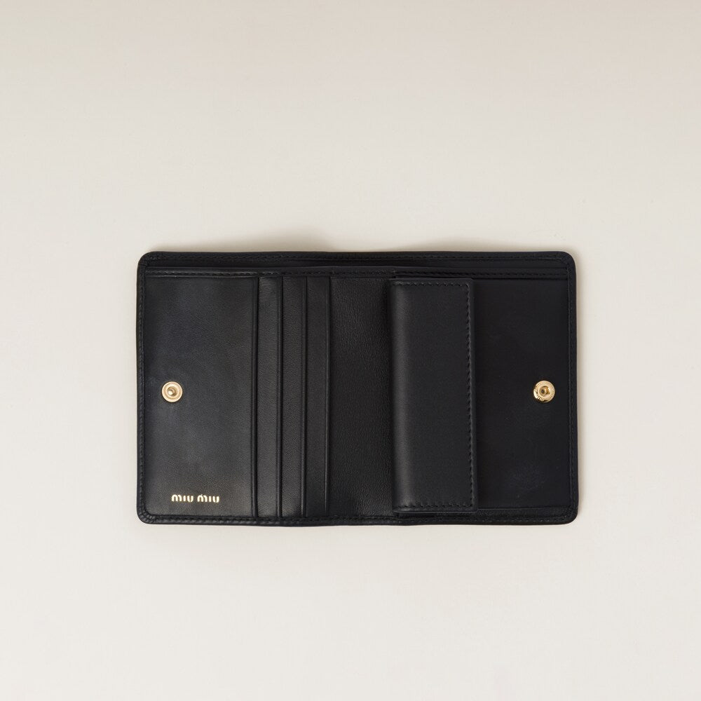 mặt trong ví MIU MIU LEATHER SMALL WALLET ALL BLACK 5MV204_2F8K_F0002