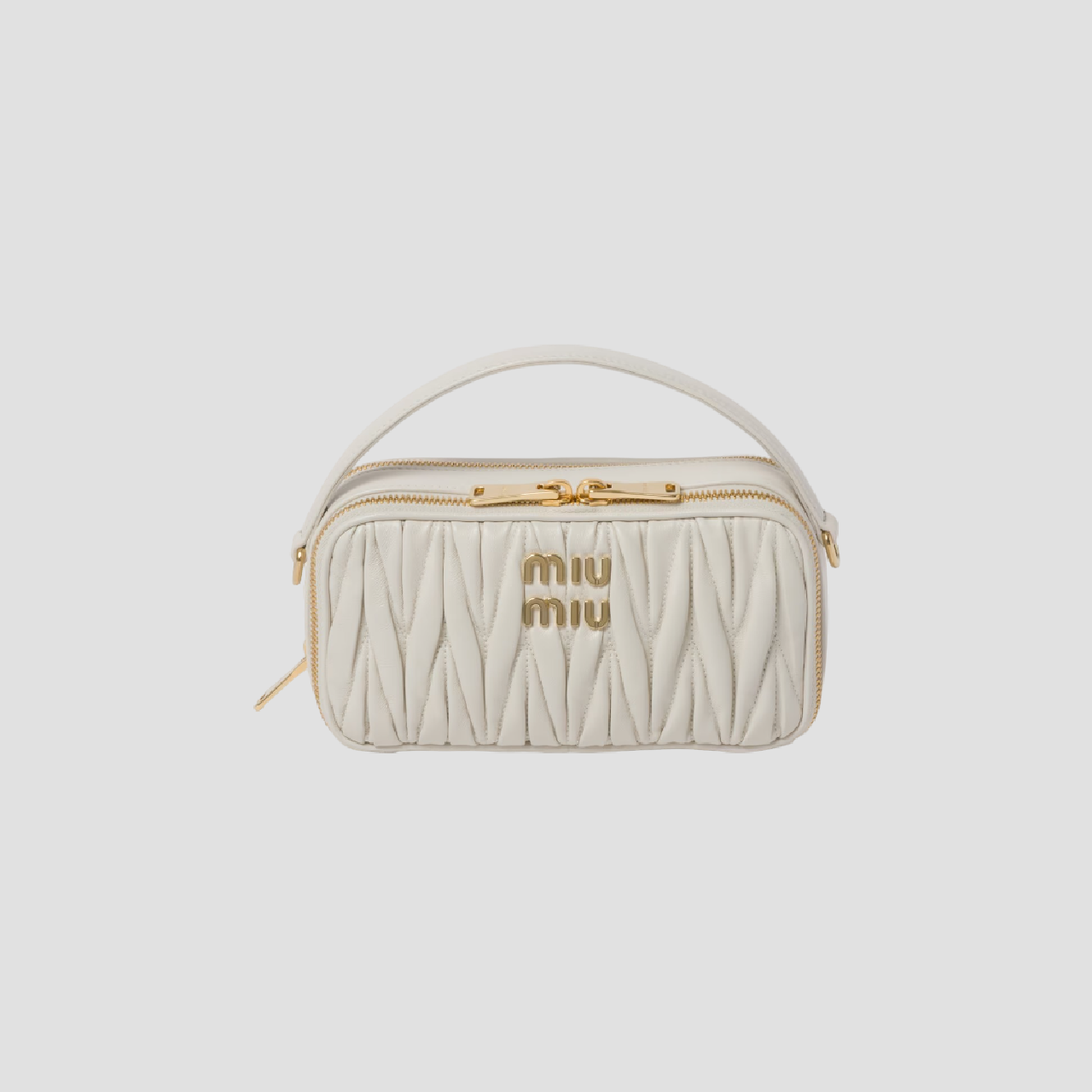 MIU MIU MATELASSÉ BANDOLIERA HANDBAG WHITE 5BH229 N88 F0009