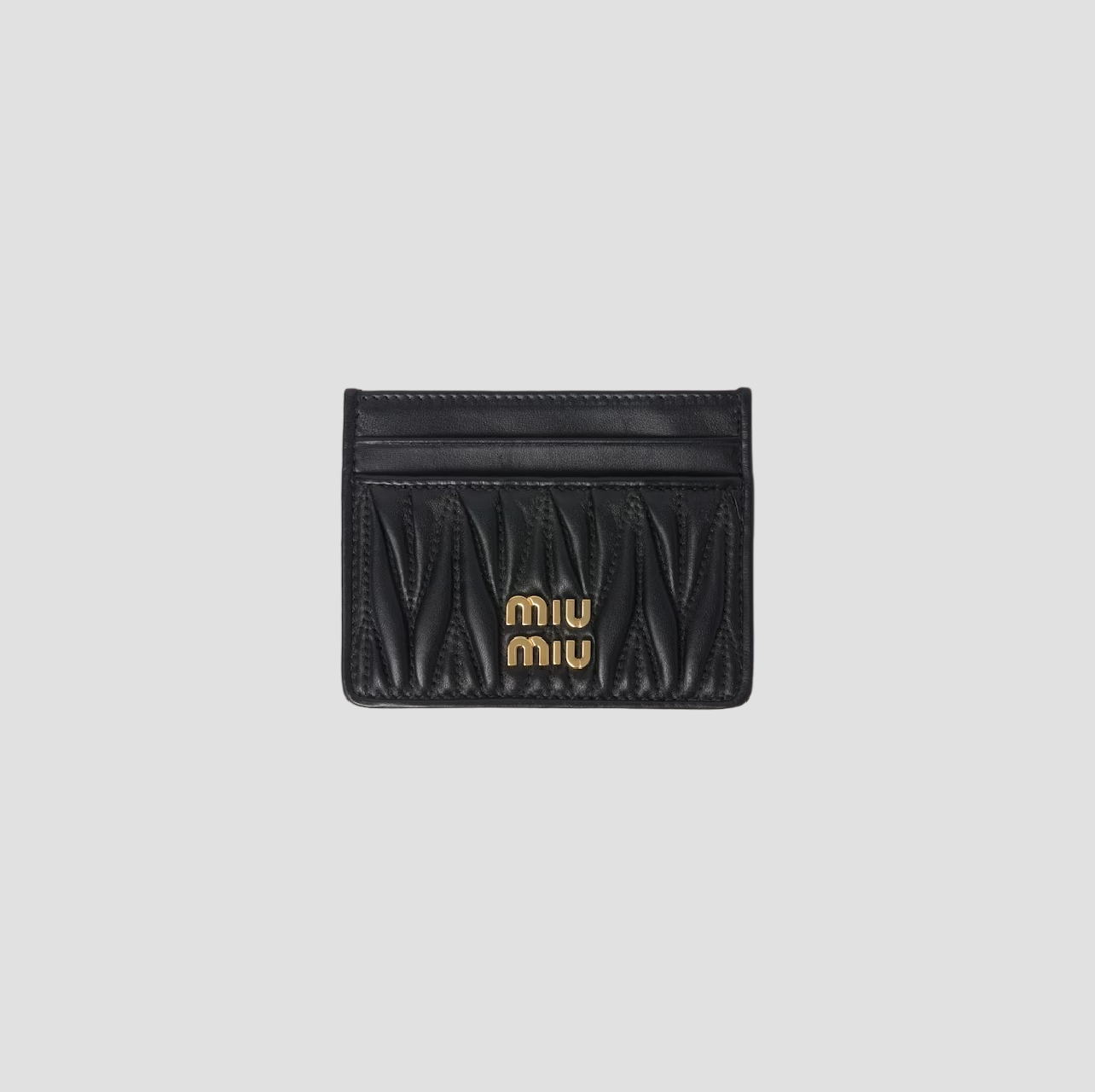 MIU MIU MATELASSÉ NAPPA LEATHER CARD HOLDER BLACK 5MC076 2FPP F0002