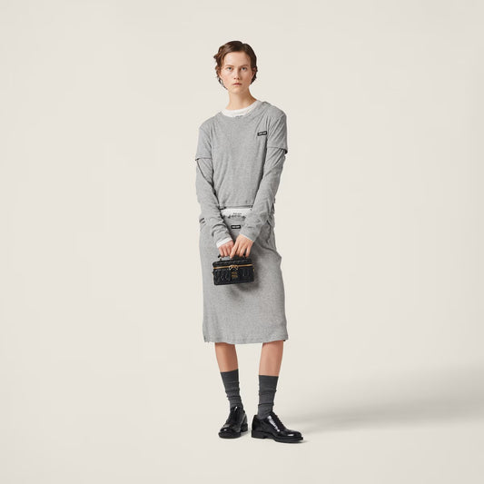 wearing MIU MIU MATELASSÉ NAPPA LEATHER SHOULDER BAG VANITY BLACK 5BH230 N88 F0002