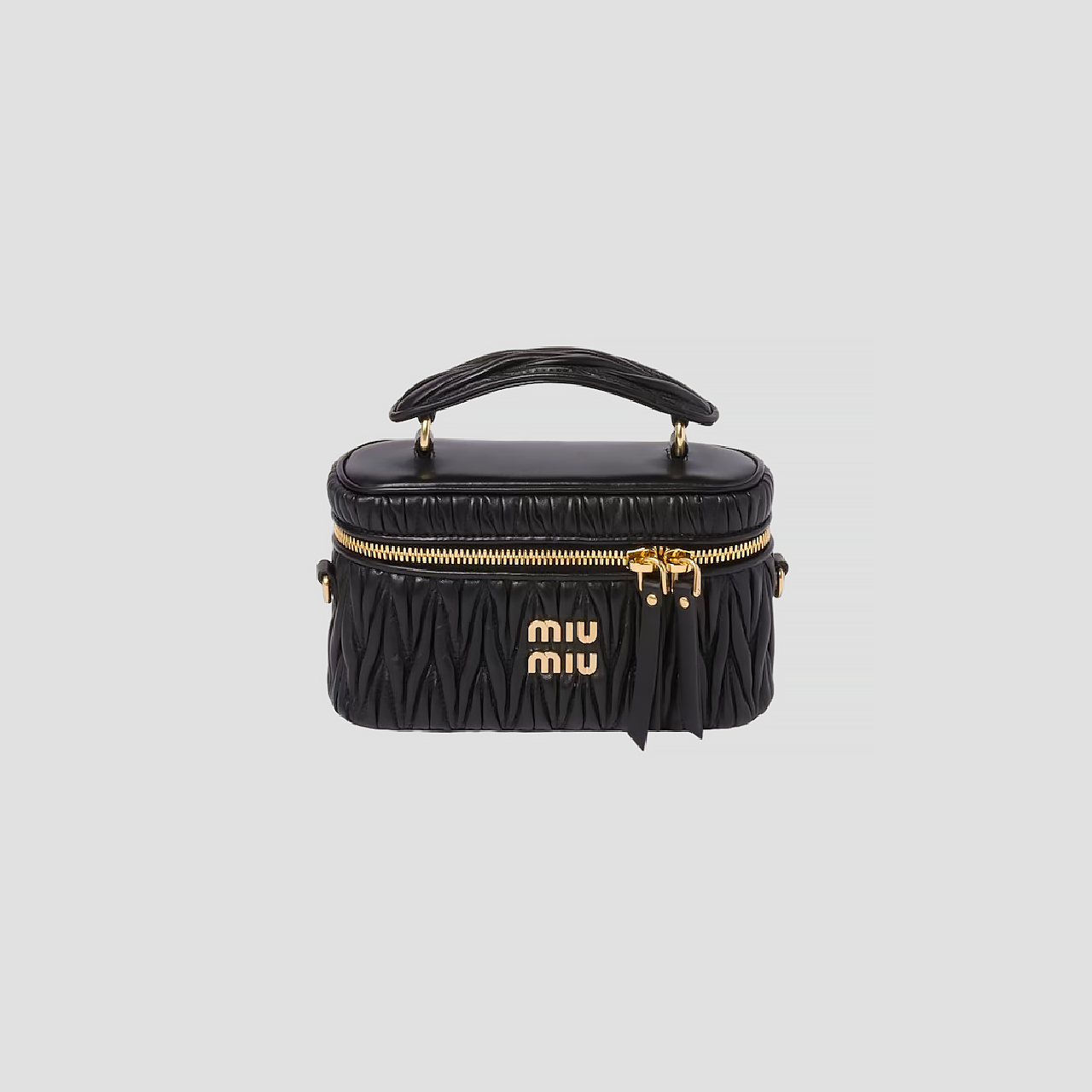MIU MIU MATELASSÉ NAPPA LEATHER SHOULDER BAG VANITY BLACK 5BH230 N88 F0002