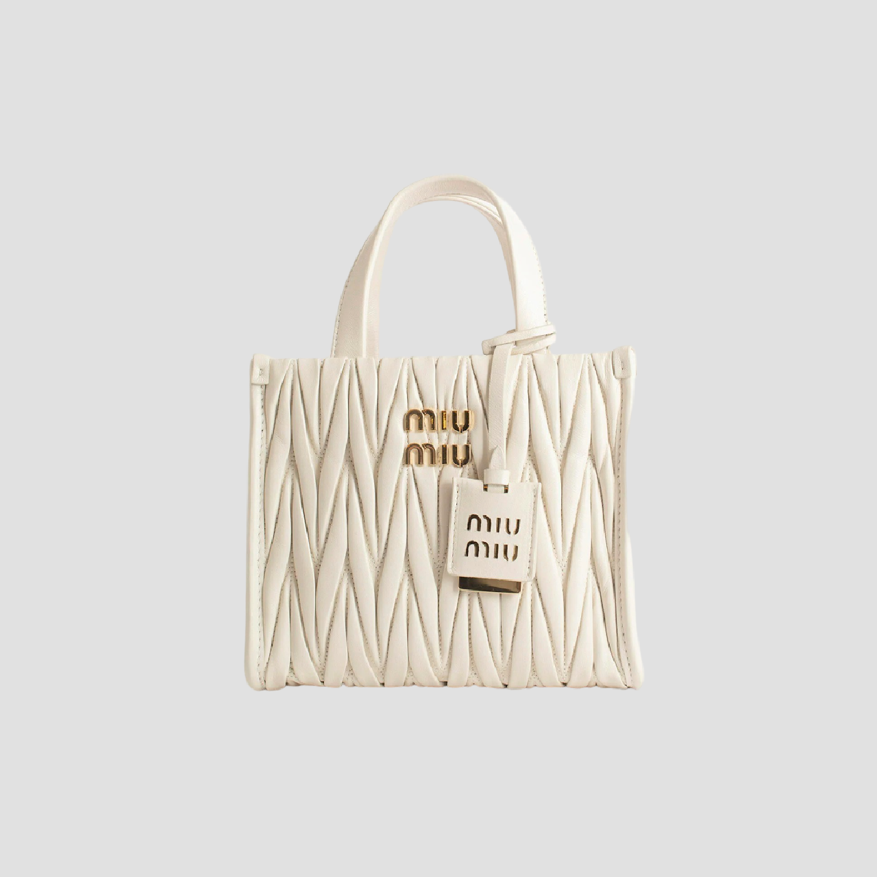 MIU MIU MATELASSÉ TOTE BAG WHITE 5BA277 N88 F0009