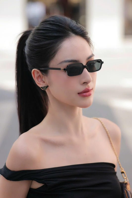 wearing MIU MIU MU 11ZS 16K5S0 REGARD SUNGLASSES SLATE GRAY LENSES SMU11Z_E16K_F05S0_C_051