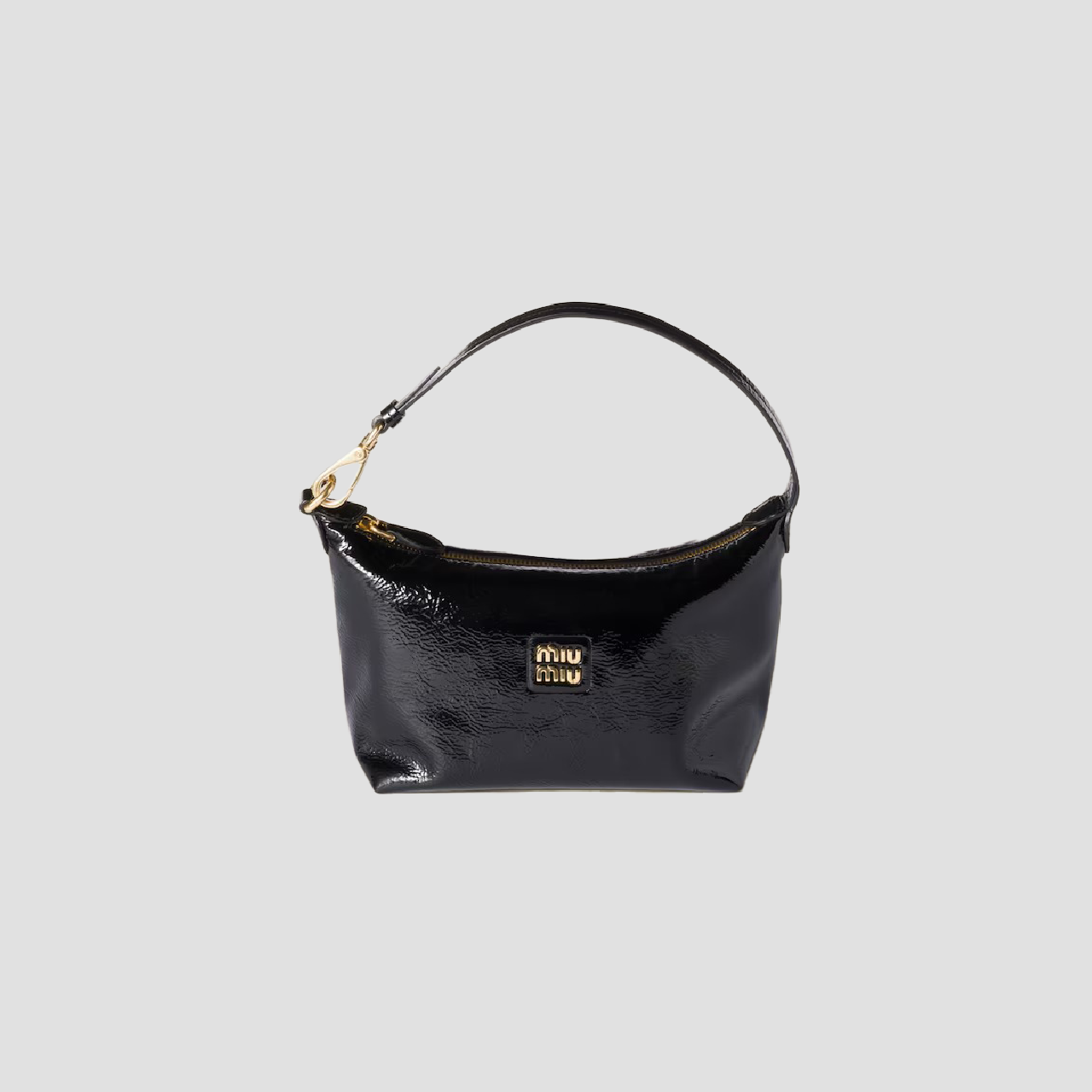 Miu Miu Naplak Patent Leather Black Pouch 5NE841_ADNT_F0002
