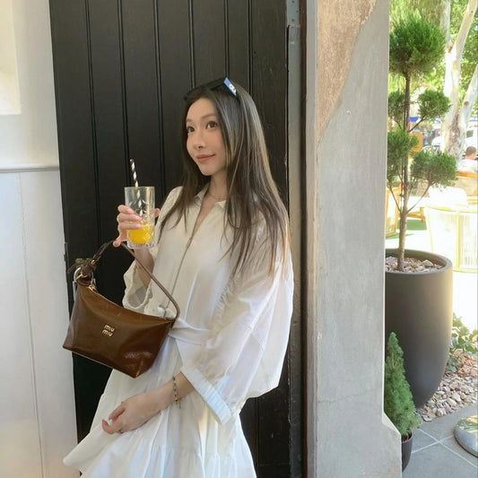 wearing Miu Miu Naplak Patent Leather Pouch Palisander 5NE841_ADNT_F0BW5