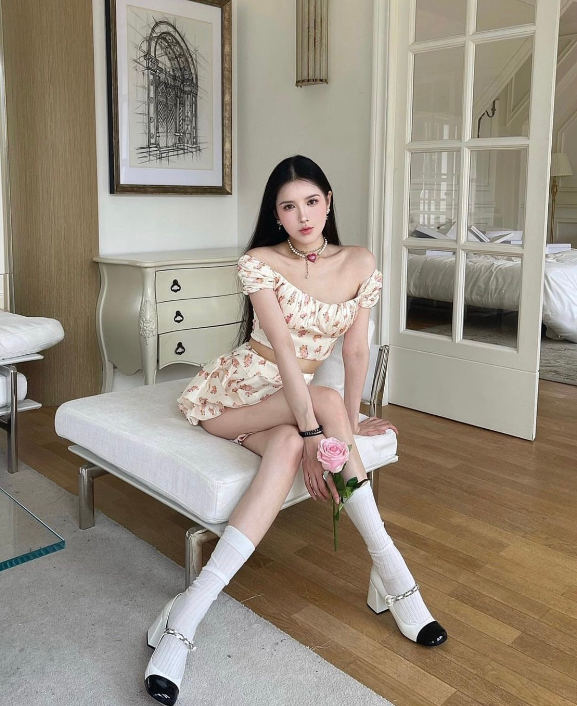 mẫu đeo guốc MIU MIU PATENT LEATHER PUMPS WHITE/BLACK 5I248D_ZHV_F0964_F_M065 authentic