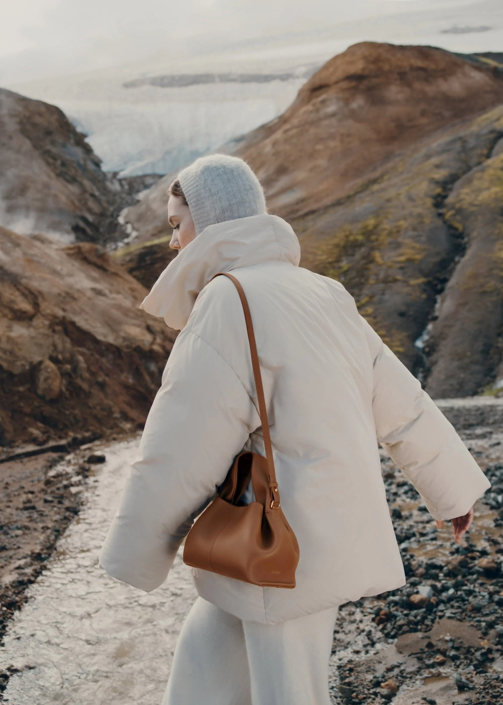 wearing NUMÉRO NEUF MINI EDITION TEXTURED CAMEL