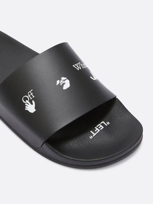 chi tiết dép OFF-WHITE BLACK DROWNING MAN LOGO SLIDER OMIA088F21FAB0041001