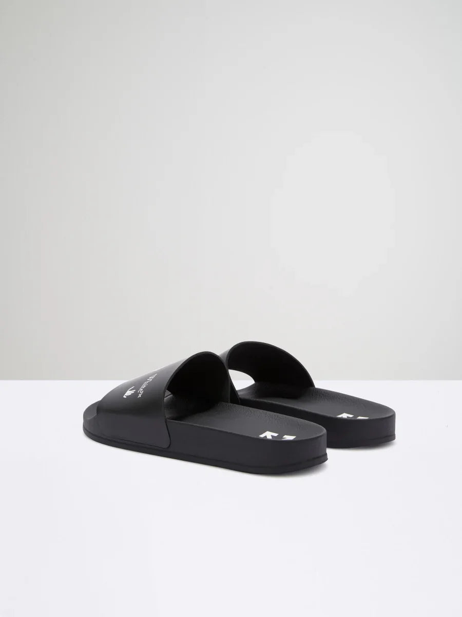 mặt sau dép OFF-WHITE BLACK DROWNING MAN LOGO SLIDER OMIA088F21FAB0041001