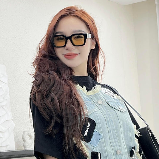 nữ đeo kính OFF-WHITE BLACK YELLOW VIRGIL SUNGLASSES OERI008C99PLA0021018