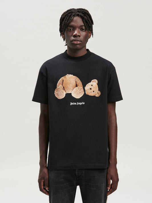 wearing PALM ANGELS BEAR CLASSIC T-SHIRT BLACK