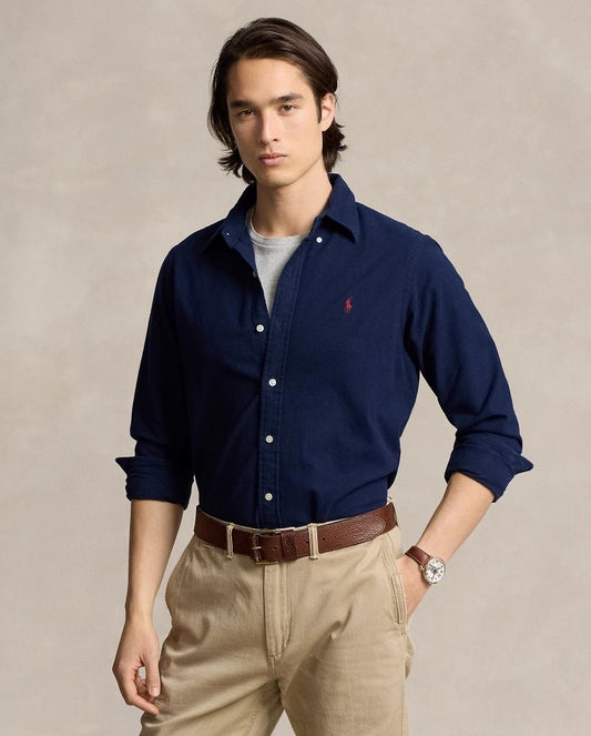 wearing Polo Ralph Lauren Classic Fit Brushed Flannel Shirts Navy MNPOWOV16823886 710729232022