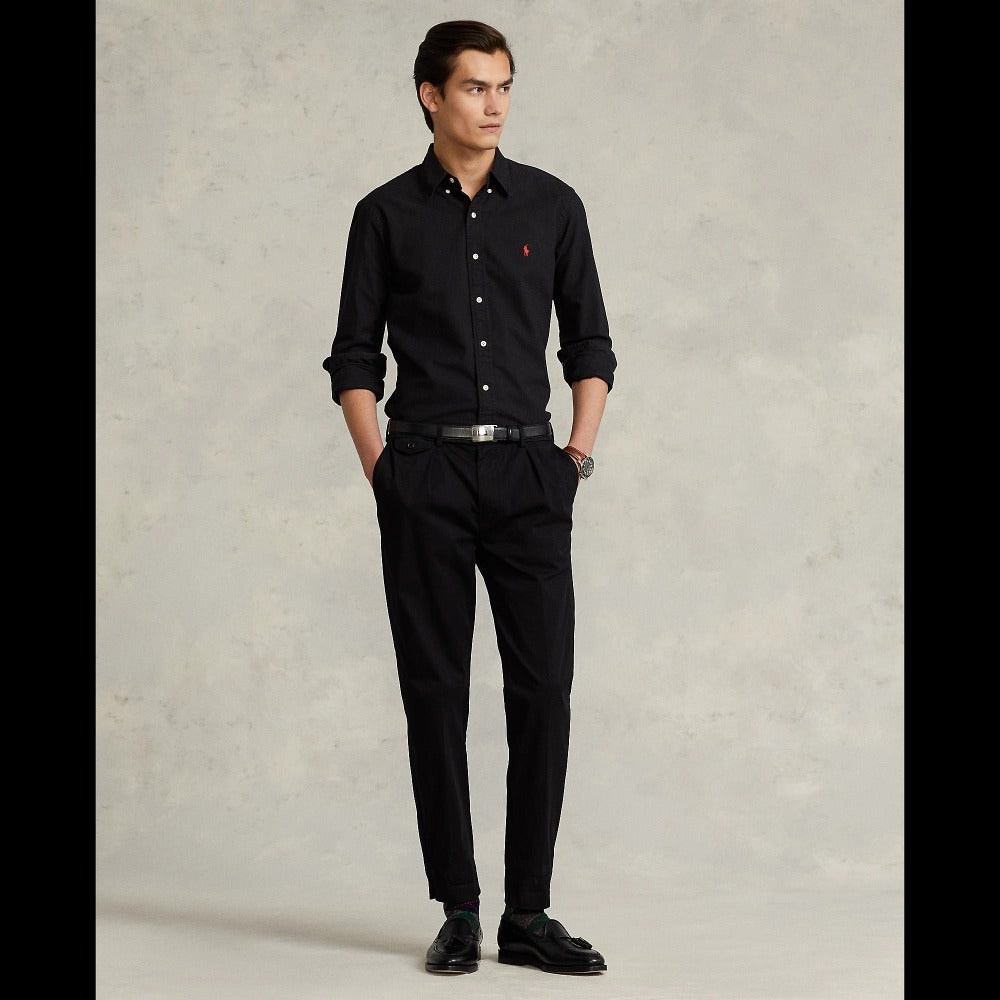 nam mặc áo Polo Ralph Lauren Classic Fit Garment-Dyed Oxford Shirts Black MNPOWOV16820355 710716303002