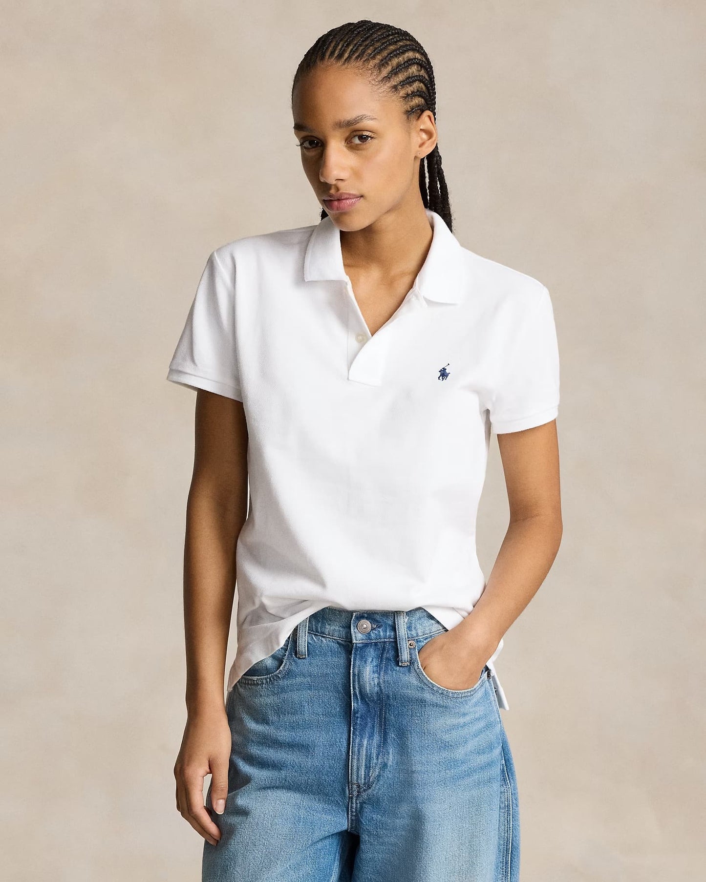wearing Polo Ralph Lauren Classic Fit Mesh Polo Women White