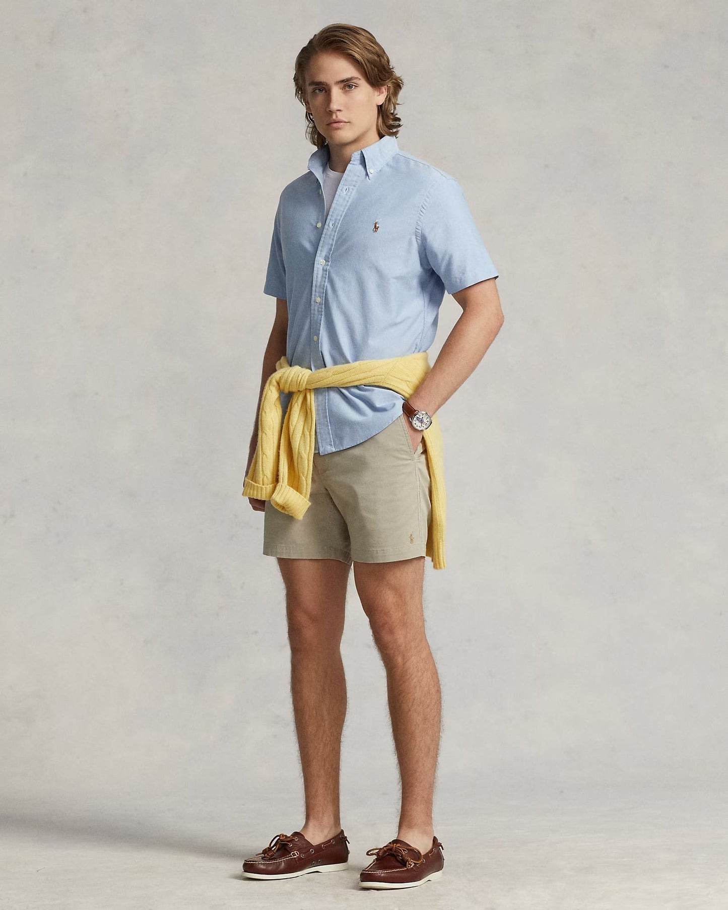 nam mặc áo Polo Ralph Lauren Classic Fit Oxford Shirt Blue 639388 710791757026