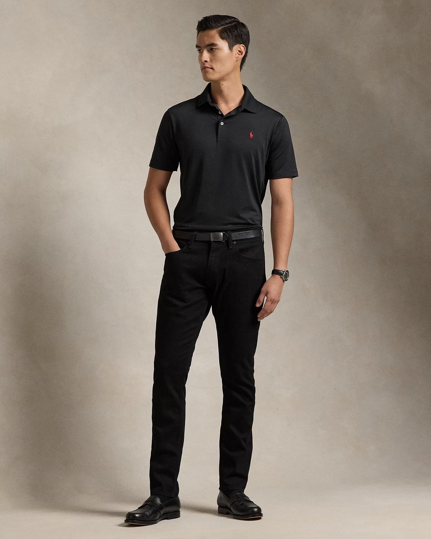 nam mặc áo Polo Ralph Lauren Classic Fit Performance Polo Men Black 613690 710864868003