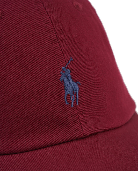 Polo Ralph Lauren Cotton Chino Ball Cap Classic Wine 710667709032 with embroidered logo on a white background