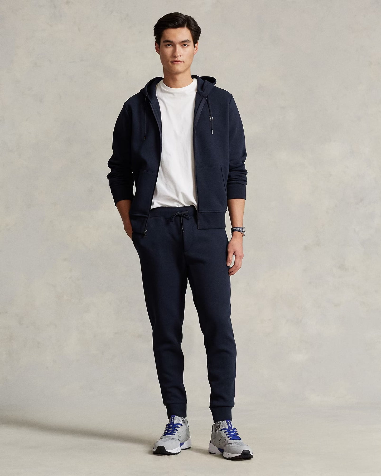 nam mặc áo Polo Ralph Lauren Double-Knit Full-Zip Hoodie Aviator Navy 624763 710888282002