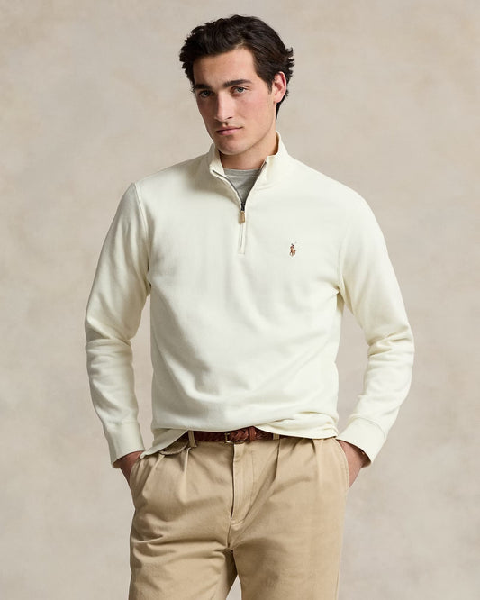 wearing Polo Ralph Lauren Estate-Rib Quarter-Zip Pullover Parchment Cream 462512 710671929015