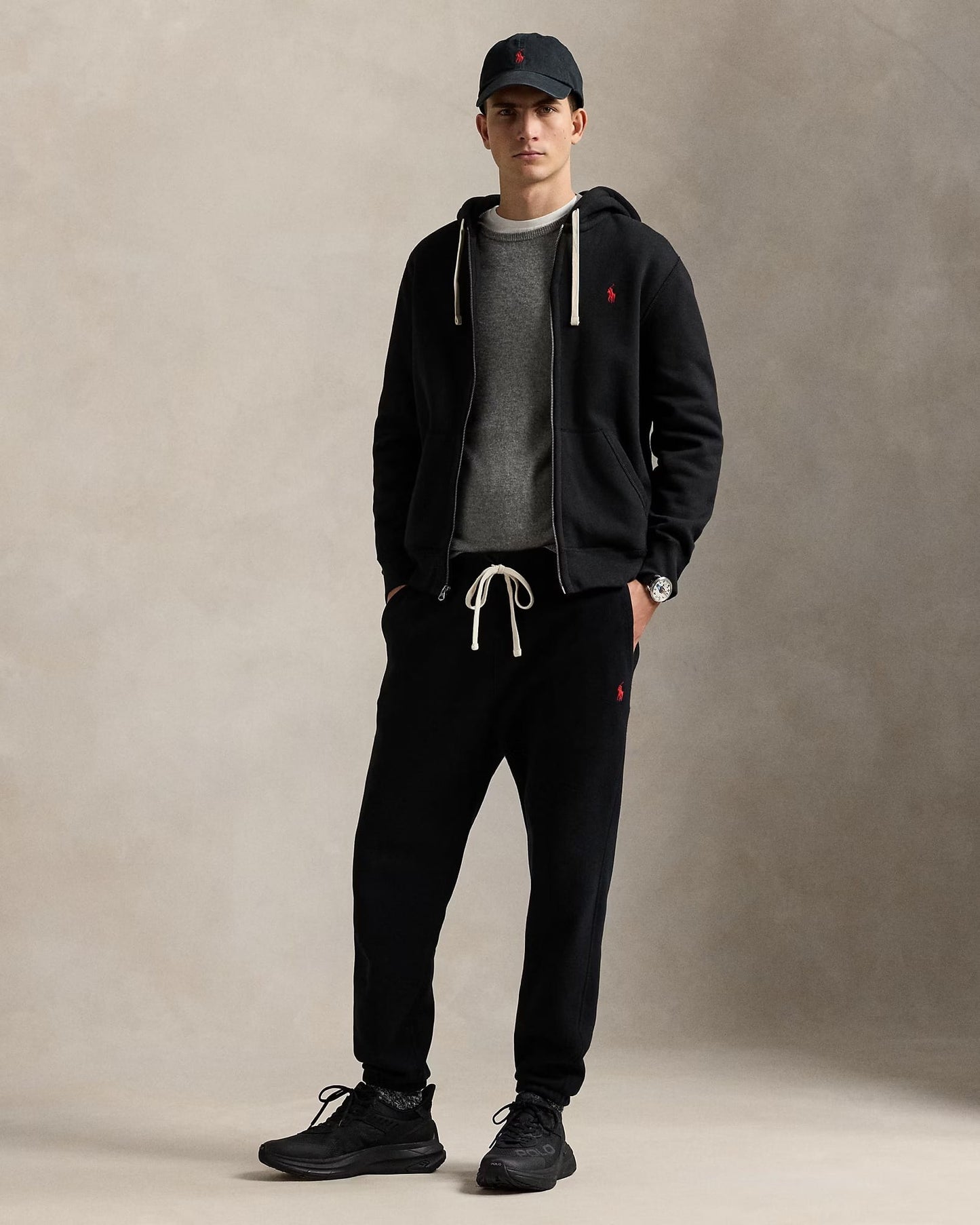 nam mặc áo Polo Ralph Lauren Fleece Full-Zip Hoodie Black 710548546003 446142