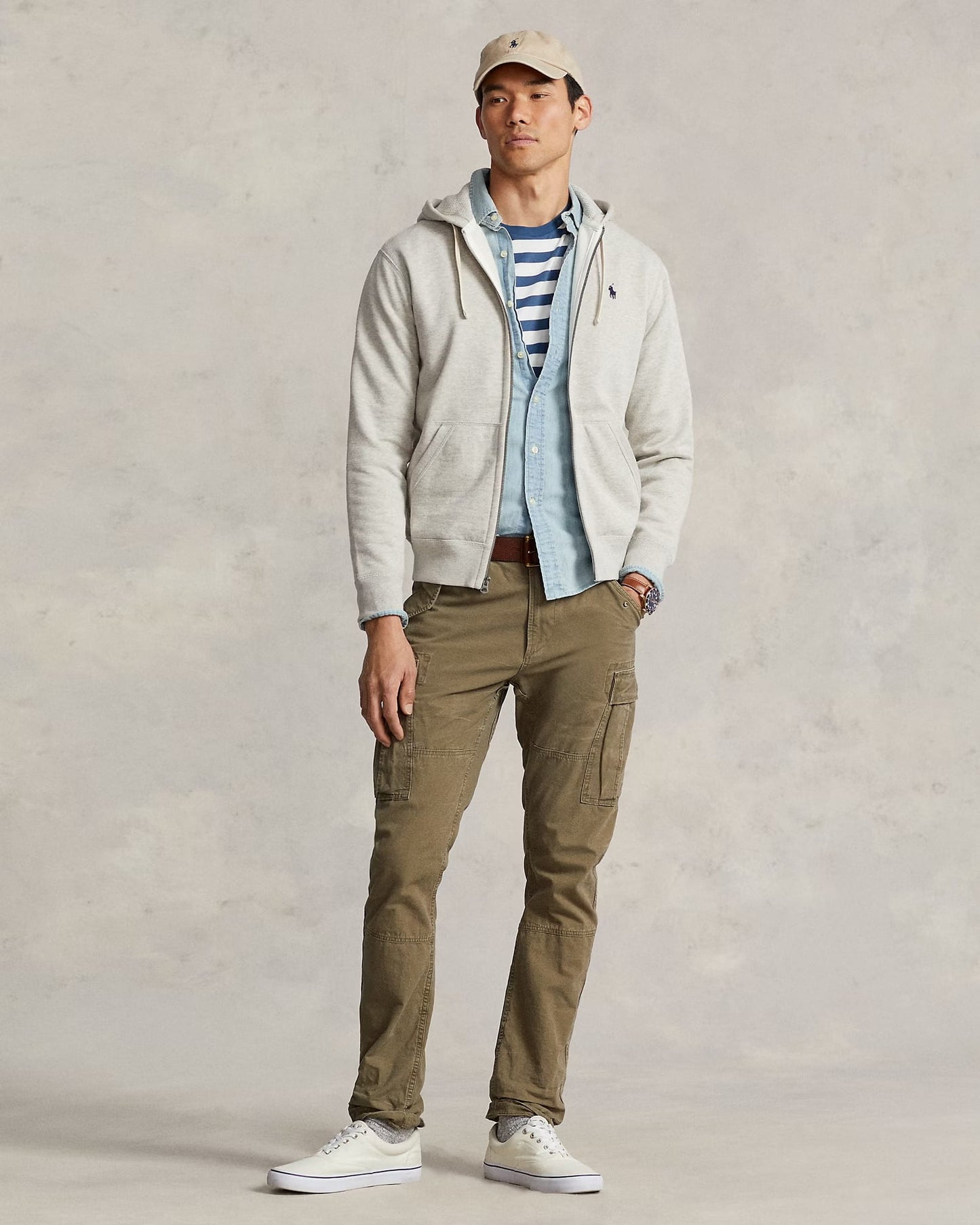 nam mặc áo Polo Ralph Lauren Fleece Full-Zip Hoodie Light Sport Heather 446142 710548546002