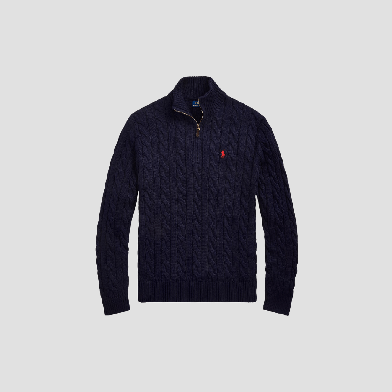Polo Ralph Lauren Men Cable-Knit Cotton Quarter-Zip Jumper Hunter Navy 546351 710810841001