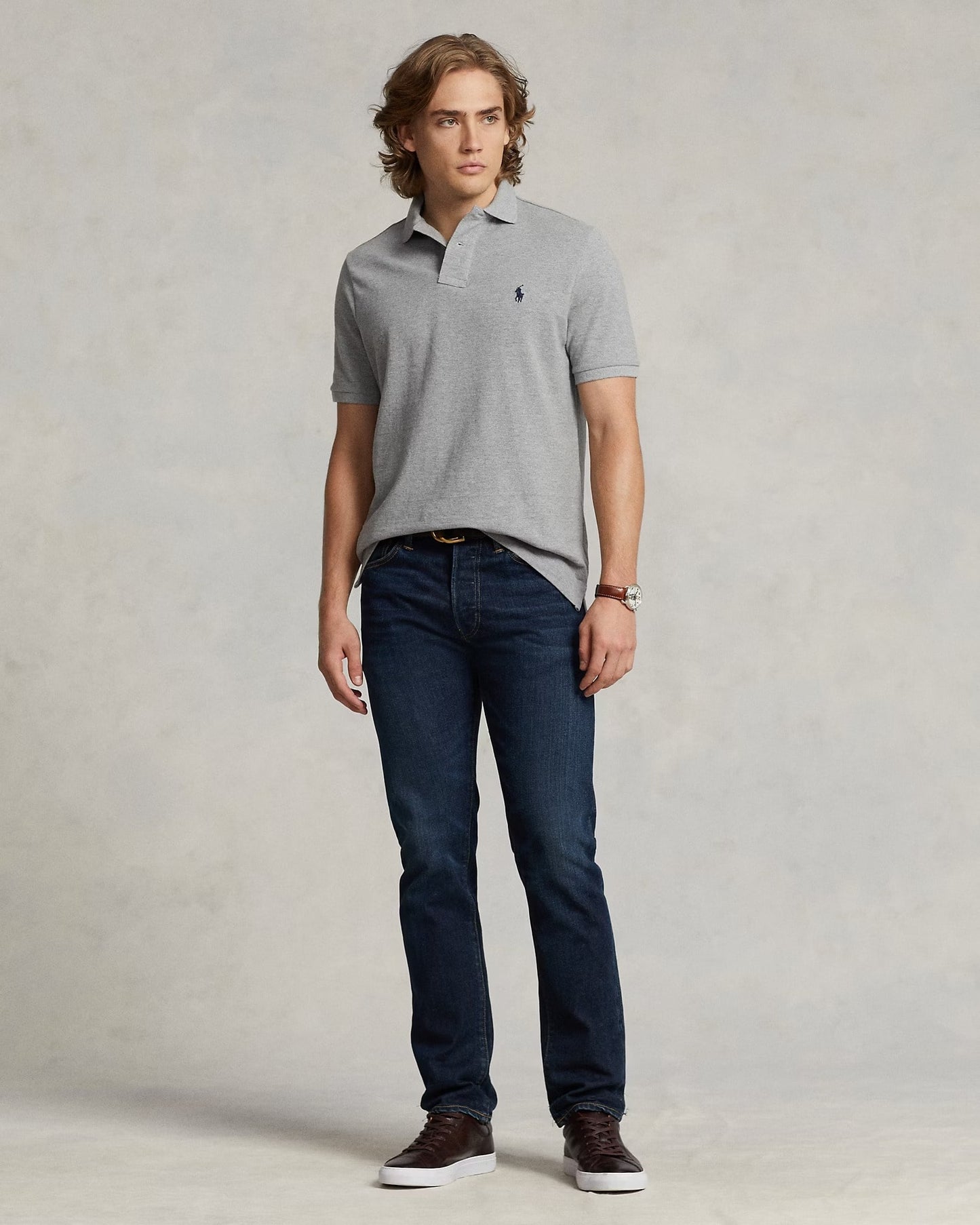 nam mặc áo Polo Ralph Lauren Mesh Polo Classic Fit Men Andover Heather 401480 710557751120
