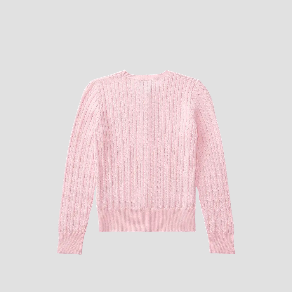 mặt sau POLO RALPH LAUREN PINK MINI-CABLE COTTON CARDIGAN CWPOSWEG6820063