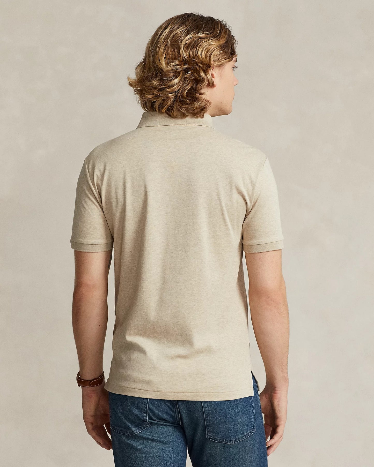 mặt sau POLO RALPH LAUREN SAND HEATHER SOFT COTTON POLO SHIRT 710557751048
