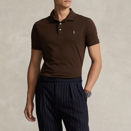 wearing Polo Ralph Lauren Soft Cotton Polo Classic Fit Men Nutmeg Brown 710660606183