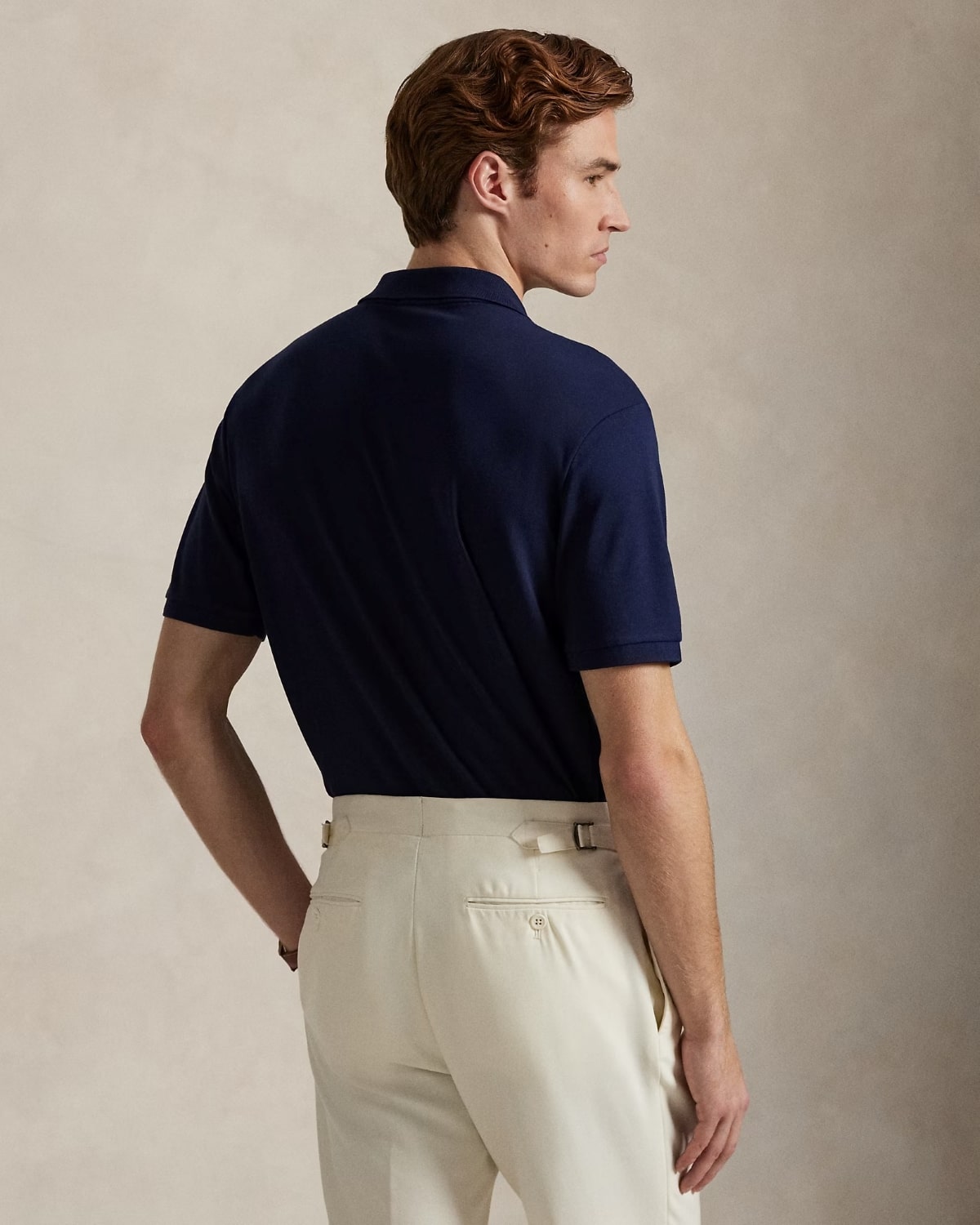 mặt đằng sau lưng của Polo Ralph Lauren Men’s Soft Cotton Polo Shirt Classic Fit – Refined Navy 710666999003