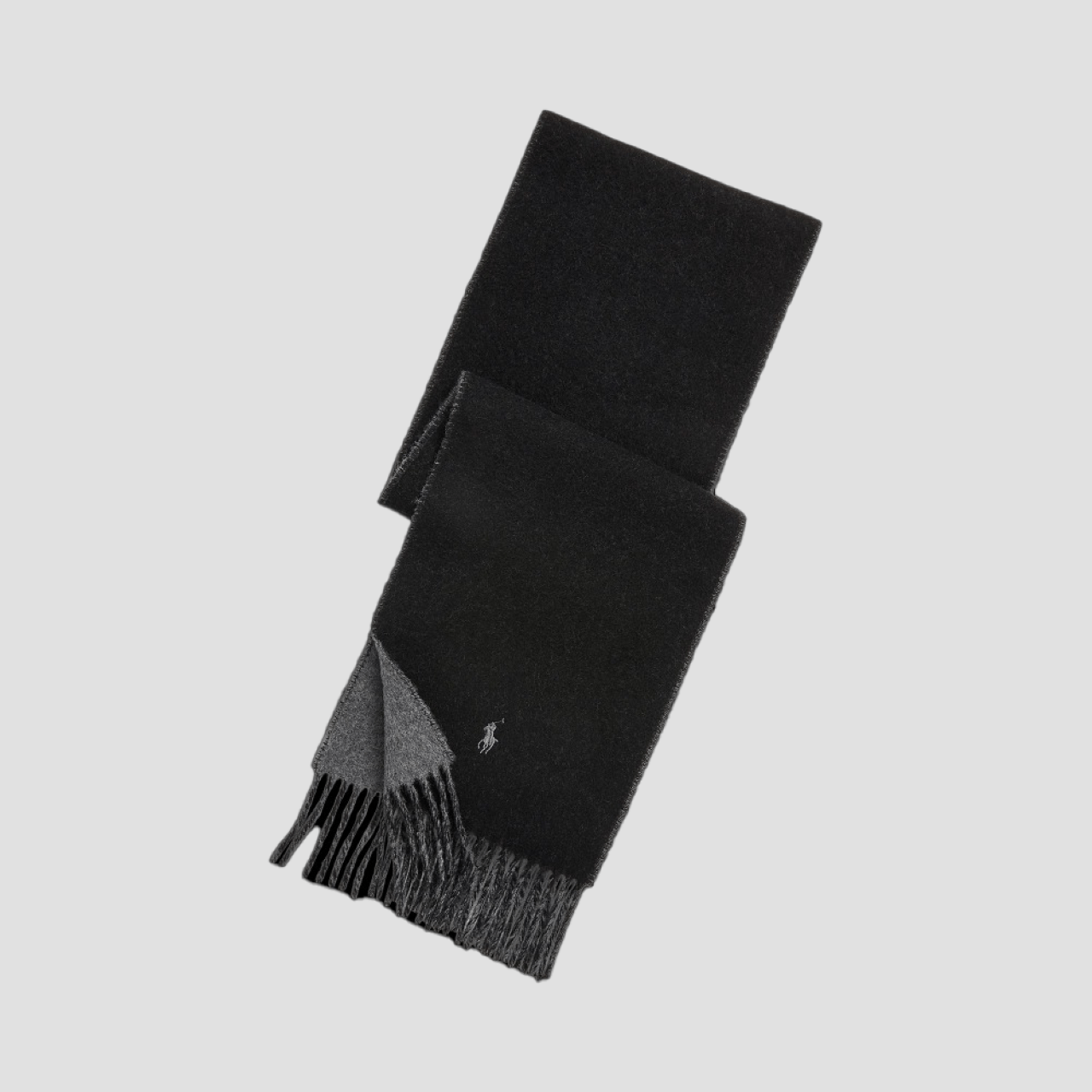 Polo Reversible Wool-Blend Scarf Black Grey MAPOHGS0J320855 449959334001