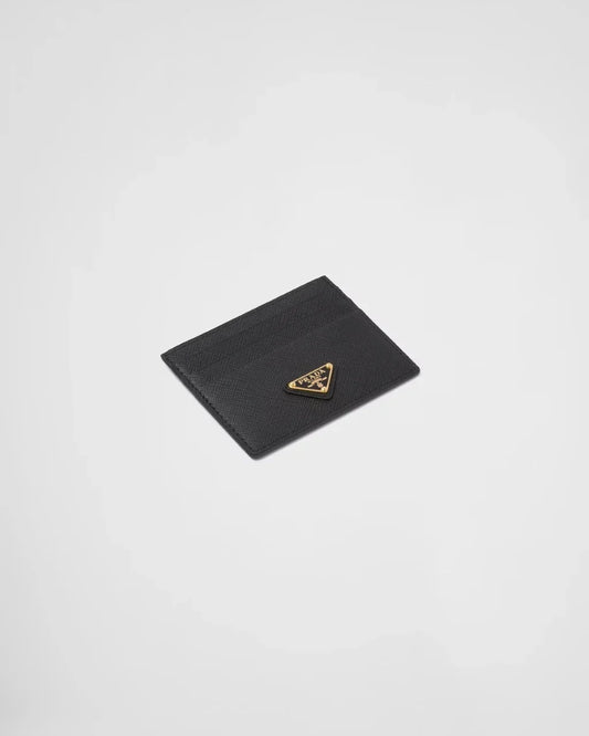 chi tiết PRADA BLACK SAFFIANO LEATHER CARD HOLDER GOLD METAL TRIANGLE LOGO 1MC025_QHH_F0002 authentic blankroom việt nam