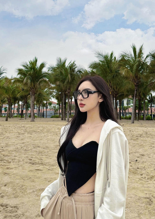 mẫu mang kính PRADA PR 10ZV 1AB1O1 SQUARE EYEGLASSES