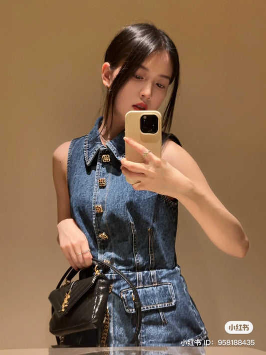 mẫu mang túi SAINT LAURENT COLLEGE MINI CHAIN BAG IN SHINY CRACKLED LEATHER 779430DZH071000