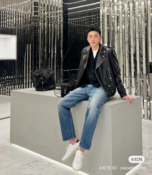 mẫu mang giày SAINT LAURENT COURT CLASSIC SL/06 EMBROIDERED SNEAKERS IN LEATHER 610685AABEE9061 Authentic