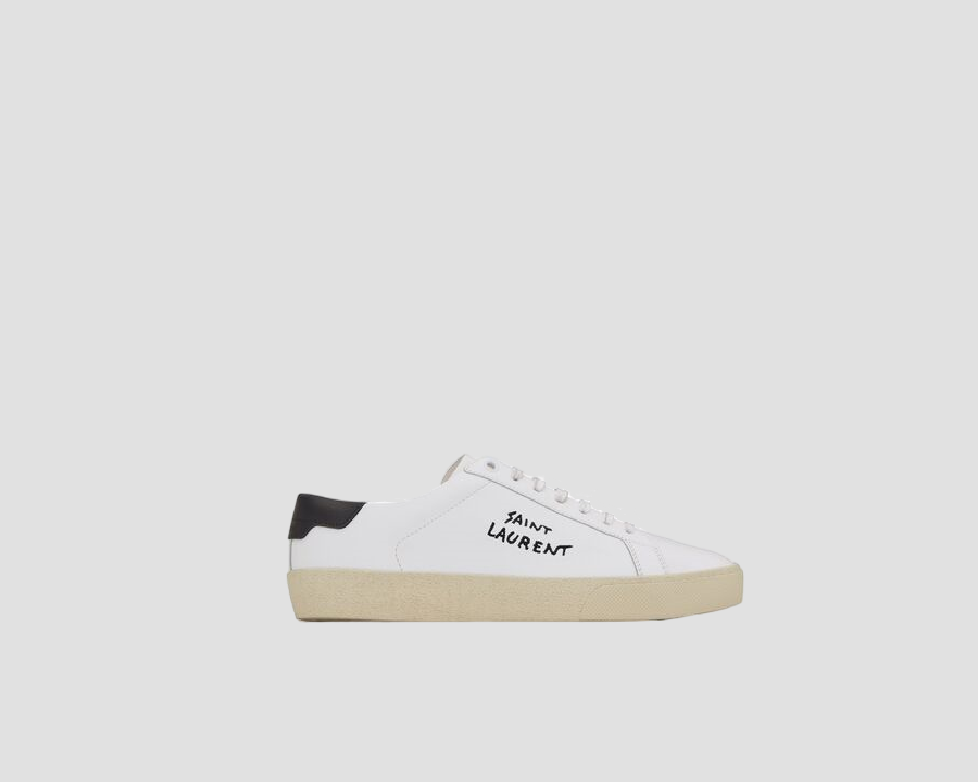 SAINT LAURENT COURT CLASSIC SL/06 EMBROIDERED SNEAKERS IN LEATHER 610649AABEE9061 610685AABEE9061