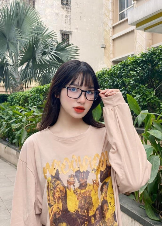 wearing SAINT LAURENT RECTANGULAR EYEGLASSES SL187 005