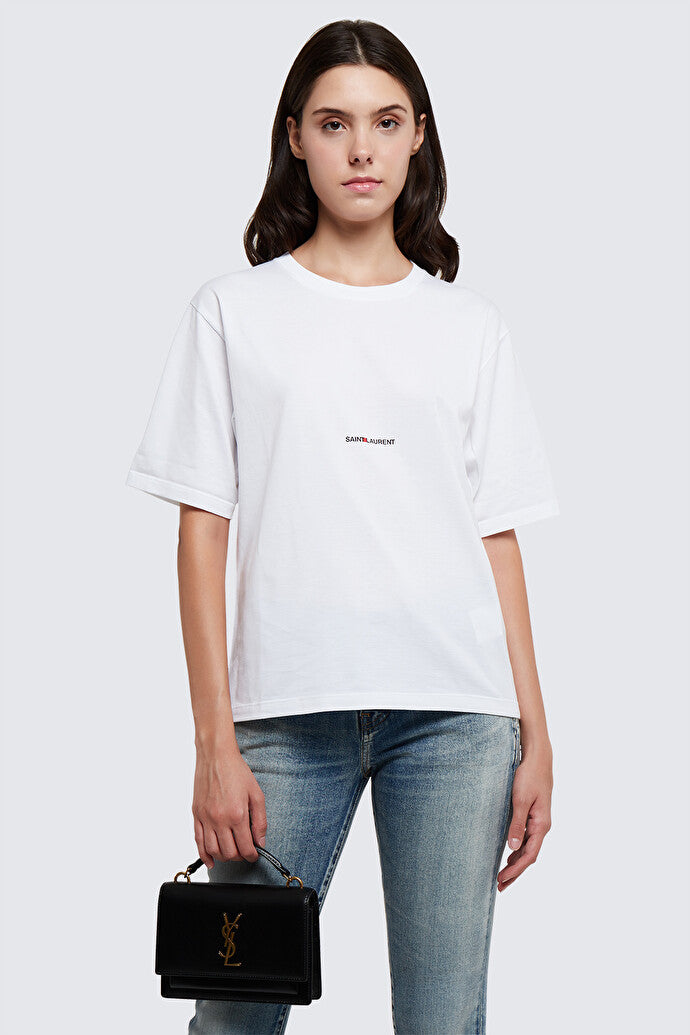 mẫu mang áo SAINT LAURENT RIVE GAUCHE WHITE T-SHIRT 460876YB2DQ9000 Authentic tại BlankRoom Việt Nam